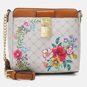 Steve Madden Bag Floral Crossbody leather strap with gold chain Pattern